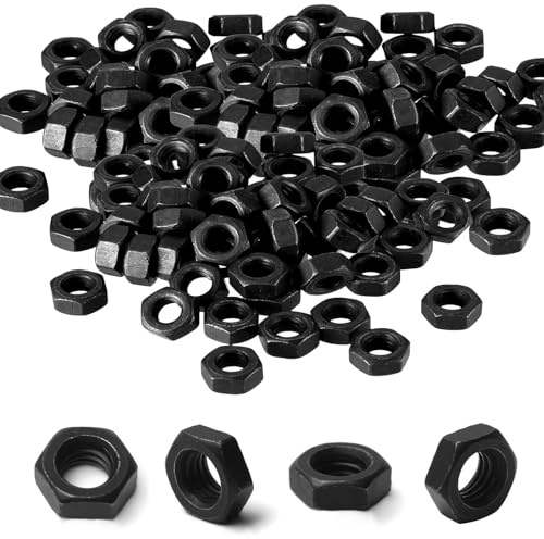 200 Stück M8 Muttern M8, Edelstahl Mutter, Feingewinde Selbstsichernde Muttern Set Sw12 H.4mm, Sechskantmuttern für Schrauben, Gewindebolzen, Möbel, Maschinen, Schwarz