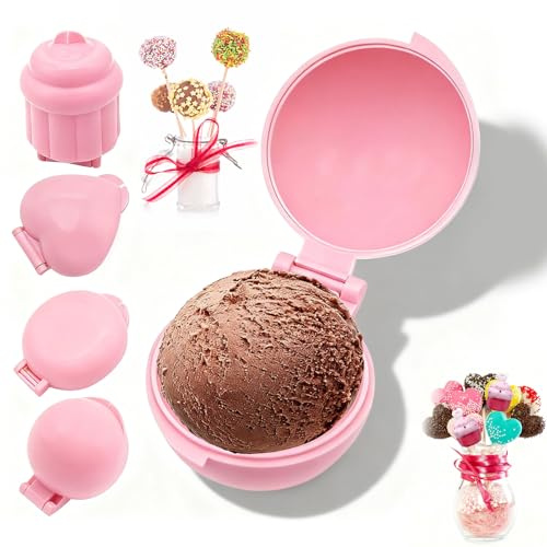 HINGTAI 4Pcs Heart-Shaped Round Disc-Shaped & Cupcake Molds, Cake Pop Mold Set Mini Cake Pop Supplies Easy Baking Accessories Gifts Suitable for Children's Kitchen DIY