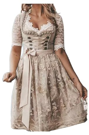 ORANDESIGNE Dirndl Damen Midi Trachtenkleid Trachtenmode Trachtenrock Kleid für Oktoberfest Besondere Anlässe
