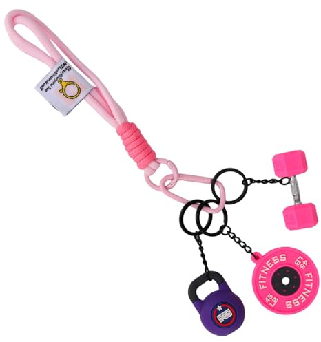 Fukaisu Schlüsselanhänger fürs Fitnessstudio, Hantel-Schlüsselanhänger als Geschenk Rosa Mini-Kettlebells fürs Fitnessstudio Zubehör für Tasche Geldbörse Motivationsgeschenk