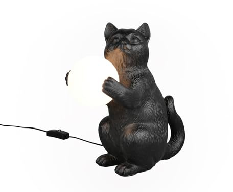 Besondere Tischleuchte Katzenlampe Schwarz, Höhe 30cm