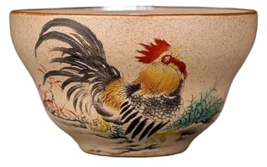 YXWXY Ceramic Zodiac Tea Cup, Matte Antique Glaze with Gold Rim, Choose Your Animal Sign, 4.4oz Cup (Rooster,4.4oz/130ml)