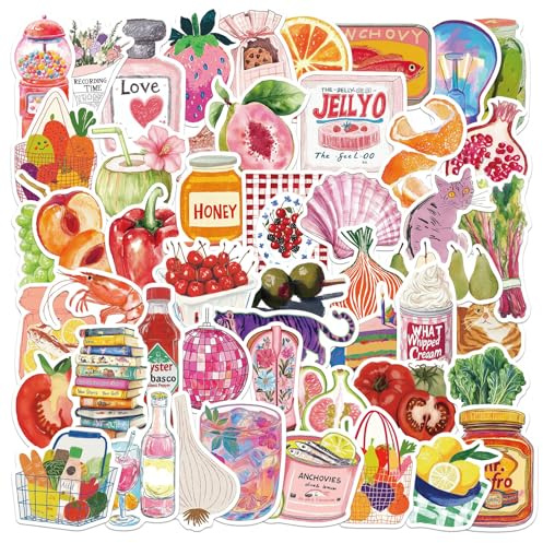 Nymora 50pcs Aesthetic Sticker Set, Vintage Sticker Journal Kit, Waterproof Reusable Stickers for Kindle, Scrapbook, Laptop, Cute Pink Cartoon Stickers