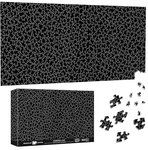 Pavemlo Puzzle 1000 Teile Schwarz - 41x80cm Spezialform Klassische Puzzles für Erwachsene | Unmögliches Puzzle Puzzle-Liebhaber & Anfänger | Wanddekoration