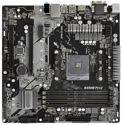 Kompatibel mit B450M PRO4 AM4-Sockel-Motherboard, 4×DDR4 mATX Desktop-Mainboard for Prozessoren
