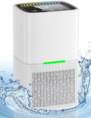 1.8 L Air Dehumidifiers, Silent Electric Dehumidifier with Automatic Defrost/Shut-off, Colourful LED, Timer, Touchscreen LCD Display, 715 ml/Day, for Bathroom, Bedroom