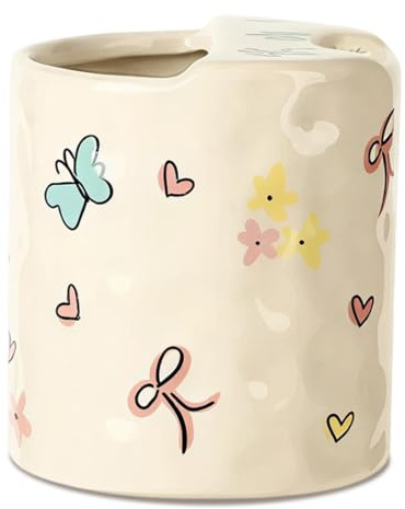 Pralen Colorful Novelty Bow Ceramic Coffee Mug, Cute Butterfly Ceramic Mug | Artistic Ceramic Tea Cup, 10.14oz (300ml), 3.82×3.62×3.39Inch, Suitable for All Ages, Ideal for Daily Use & Gifting