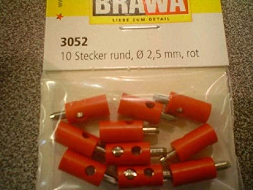 BRAWA 3052 Querlochstecker 2,5 rot 10 Stück
