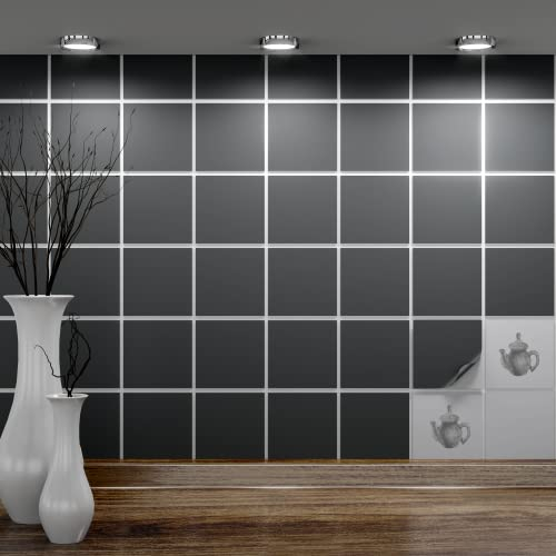 FoLIESEN - Fliesenaufkleber 10x10 cm | selbstklebende Fliesen-Folie für Bad & Küche | entfernbare Klebe-Folie für Wandfliesen Küchenrückwand & Bordüren | 240 Klebefliesen, .:Dunkelgrau matt