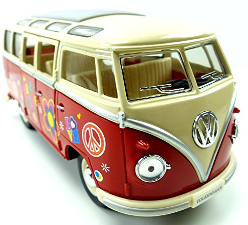 VW Bulli Volkswagen T2 Bus Bulli Modell Fahrzeuge über 20cm Sammlerstücke Dekoration viele Modelle 1:24 (ROT)