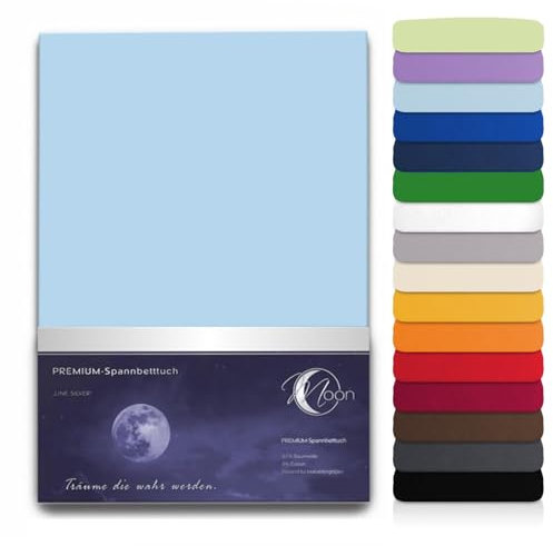 Moon Premium Spannbetttuch Spannbettlaken Wasserbett und Matratzen Line Silver 180x200-200x220-hellblau