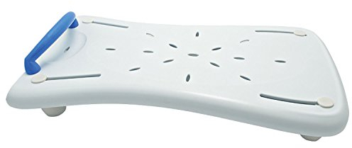 Badewannenbrett PLUS, lang, blauer Griff | Sundo Homecare Badebrett als Bade- & Dusch-Hilfe für Erwachsene & Senioren | Haltegriff blau weiß
