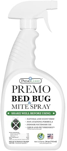 Premo Guard Bed Bug Killer Spray 24 oz - University Tested 100% Kill Rate - Natural Non Toxic, Stain & Scent Free - Kill Bedbugs & Mites On Bed & Blankets, Furniture, Clothing - Child & Pet Safe