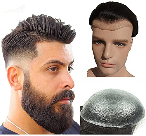 Toupee for Mens human hair protese replacement system for men #2 Dark Brown