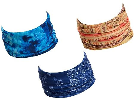 Hilltop 3x Motorrad Multifunktionstuch, Kopftuch, Halstuch, Bandana 3-er Set in ausgewählten Designs, Schlauchtuch für Damen und Herren, 3er Set:Colorful Stripes Selection