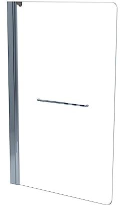 ONDÉE, Pare-baignoire SANDRA 1V, Transparent avec porte serviette, 80x140cm, Epaisseur 4mm, Installation réversible, Profilé ajustable chromé (+-5/+10mm), Pivots en zinc, Verre trempé
