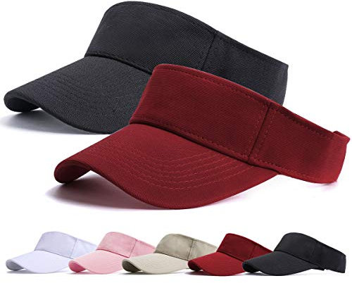 Earnmore Visor Cap - Baseball Kappe Visor Pferdeschwanz Cap Washed Outdoor Basecap Vintage Damen Baseballmütze Sonnenvisor Golf Tennis Freizeit Sommer Unisex Herren (Schwarz+Weinrot-B)