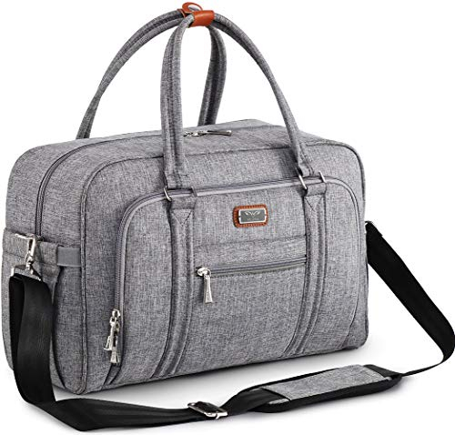 WELAVILA Wickeltasche, Wickeltaschen für Mama und Papa, mit Wickelauflage und isolierten Taschen, umwandelbare Reisetasche Messenger, grau