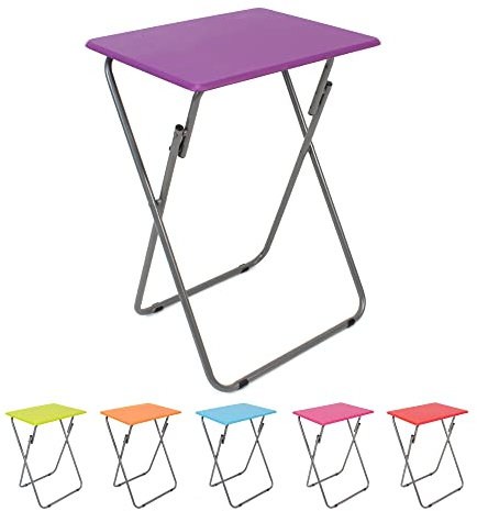 thesecrethome.es Mesa Plegable Portátil Multifuncional - Rectangular Pequeña Auxiliar Violeta - Ideal para Terraza, Balcón, Camping, Jardín - 48x38x66 CM