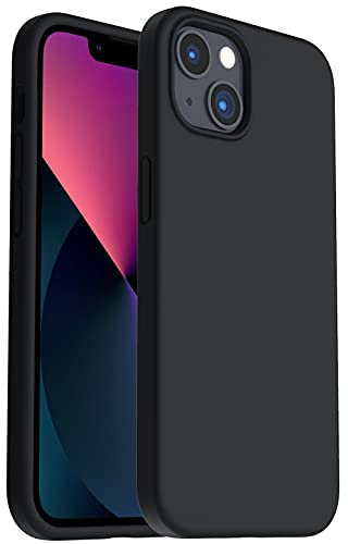 ORNARTO Shockproof Liquid Silicone Designed for iPhone 13 Case Gel Rubber Full Body Protection Anti-Shock Cover Case Drop Protection 6.1inch-Black