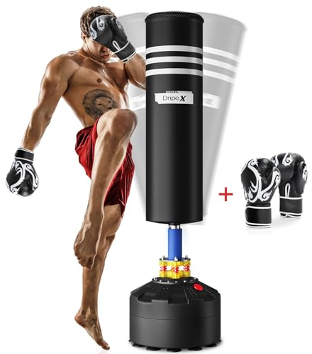 Dripex Free Standing Punch Bag, Heavy Boxing Bag with Suction Cup Base | Freestanding Pedestal Punching Bag for Adult Men Youth, Heavy-duty Stable for MMA Muay Thai Kickboxing Home Gym Training