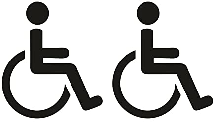 2 Adesivi DISABILI INVALIDI. per Uso Esterno di Auto, Camper, Parabrezza, Scooter, vetri, cartelli, mobili ECC. (Nero)