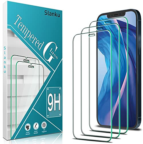 Slanku [3 Pack Screen Protector for iPhone 12 Mini Tempered Glass, 9H Hardness, Anti Scratch, Anti-Fingerprint, Bubble Free, Easy to Install