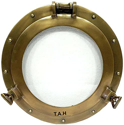 Antica Barca Canale Trasparente Oblò Finestra Nave Rotonda Vetro Trasparente Decorazione Da Parete Oblò (50,8 cm)