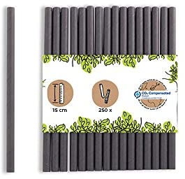 BIOZOYG Pajitas de papel 15 cm paja 7 mm Ø I pajita biodegradable I pajitas negras I Pajitas de fiesta para cócteles I pajitas de papel 250 unidades