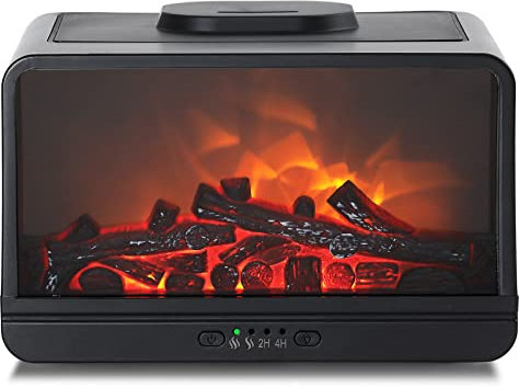 MAXWINER - 300ml Dynamic Flame Fireplace Essential Oil Diffuser, Aromatherapy Diffuser, Ultrasonic Cool Mist Humidifier with Multiple Mist Modes, Timer and Off, BLHY999