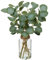 Hollyone Tallos de eucalipto artificiales de 35 cm en jarrón de cristal con agua sintética, hojas de eucalipto artificiales de 14 pulgadas para decoración del hogar, sala de estar, dormitorio,