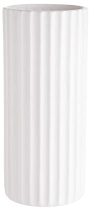 BUTLERS Blumenvase LIV weiße Keramik Zylinder Vase Ø14cm 32cm hoch | Vintage Deko-Vase für Pampasgras und Trockenblumen | Vase für Tischdeko oder als Buchvase