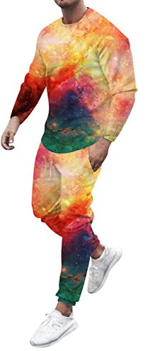 QWUVEDS Bluse und Long Hosen Set für MenLongarm Urlaubsbasischer Anzug Jogging