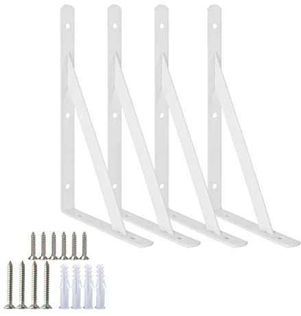 Ouvin 4 Pack White Shelf Brackets Heavy Duty for Easy Installation 300mm