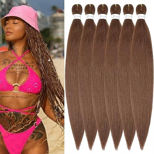 YDDM Pre Stretched Braiding Hair Extensions 32 Zoll 6packs Braids Extensions Kunsthaar Braun Haarverlängerung Kunsthaar Zum Einflechten Extension Für Braids Jumbo Haare(32 Zoll, 30#)