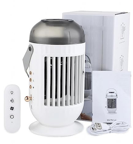 BAIYUN Aire Acondicionado PequeñO, 4 en 1 Aires Acondicionados Portatiles Sin Tubo | Ventilador Acondicionador Tanque de Agua de 400ml, 3 velocidade y 2 Modos de pulverización para el hogar, Oficina
