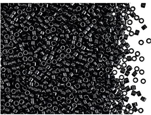 10g Delica Seed Beads 11/0, Japanese Glass Beads Miyuki, Jet Schwarz
