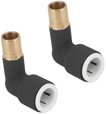 SPARES2GO 15mm x 15mm Push Fit Radiator Valve Black Reducing Elbow Stem Compression