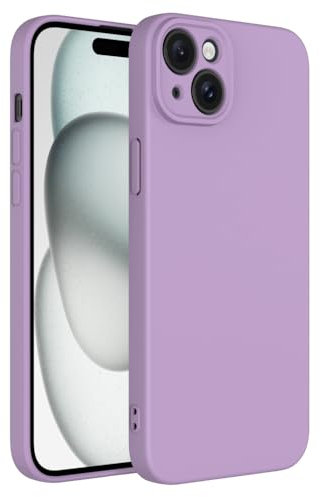 Captor Cover Custodia Colorata in Silicone Liquido per iPhone 15 Plus 6,7 Pollici, Alta Qualità con Bordo Rialzato per Schermo e Protezione Fotocamera Morbida Con Microfibra Interna (Viola Lilla)