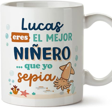 MUGFFINS Tazas Personalizadas para NIÑERO hombre - En Español - Mejor que yo Sepia - 11 oz / 330 ml - Regalo Personalizable original y divertido