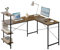eSituro Escritorio Esquinero 150 x 120 cm, Mesa Escritorio con 4 Estantes, Mesa Ordenador Gaming, Escritorio en Forma de L Grande para Oficina en Casa, Marrón Rústico y Negro