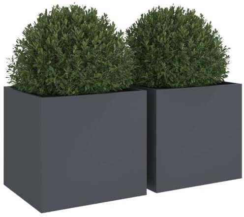 vidaXL Pflanzkübel 2 STK., Blumenkübel für Dekoration, Blumentopf für Terrasse Garten Balkon, Blumenkasten Hochbeet, Anthrazit Kaltgewalzter Stahl