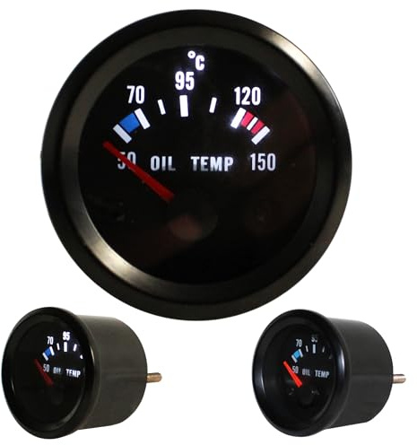 JOM Car Parts & Car Hifi GmbH 21118V-2 Zusatzinstrument, Youngtimer,Auto,Rallye, Oeltemperatur (50~150°C), schwarz, Ø52mm