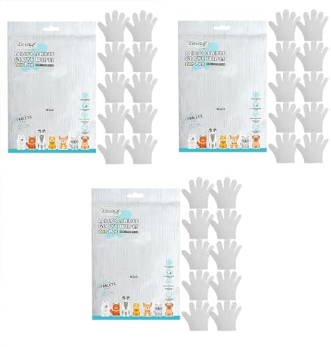 Rinse Free Dog Gloves, Pet Dry Cleaning Gloves, Pet Rinse Free Grooming Gloves, Rinse Free Shampoo Mittens For Dogs And Cats, Bath Wipes For Bathing Washing Grooming Pets (30 pcs)