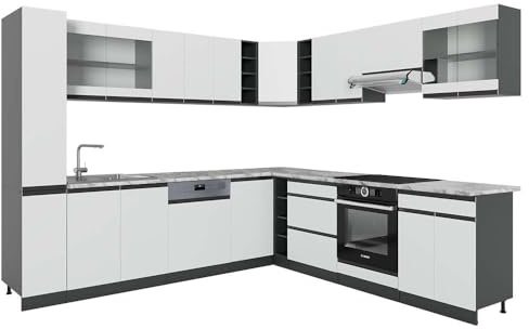 Vicco Eckküche R-Line, Weiß/Anthrazit, 277 x 257 cm