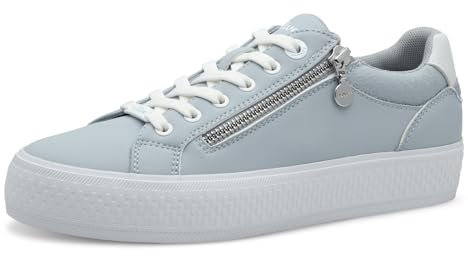s.Oliver Damen Sneaker flach mit Reißverschluss Freizeit, Blau (Light Blue), 42 EU