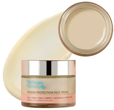 The Organic Pharmacy Vitamin Protection Gesichtscreme, 50 ml, tägliche Antioxidantien-Feuchtigkeitspflege mit Vitaminen A, C & E, feuchtigkeitsspendende & straffende Gesichtscreme für Mischhaut