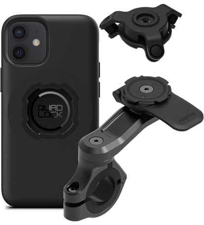 Quad Lock Motorcycle Handlebar Phone Mount PRO Kit with Vibration Dampener and iPhone 12 mini MAG Case