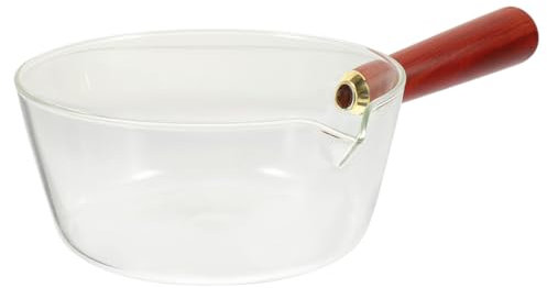 CIYODO Casserole Élégante Ustensile De Cuisine Poêle Poignée Confortable Verre Borosilicaté Sans Fumée 600 Ml