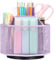 EXERZ Desk Organiser/Mesh Desk Tidy Caddy/Pencil Holder/Multifunctional 360 Rotating - Light Purple